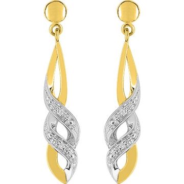 Boucles D'oreilles  Pendantes 4 Diamant 0.02 Bicolore Or750