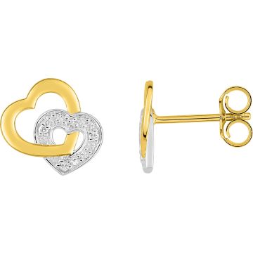 Boucles D'oreilles  Clou Diamant 0.018ct Bicolore