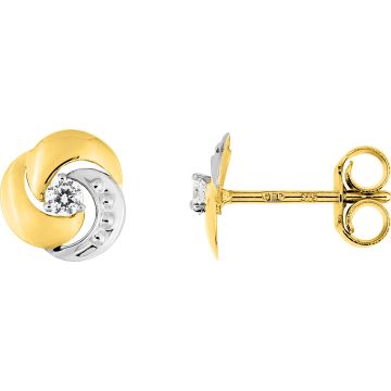 Boucles D'oreilles  Clou Oxyde De Zirconium Or Jaune+Rh