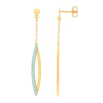 Boucles D'oreilles  Pendantes Oxyde De Zirconium Or Jaune+Rh