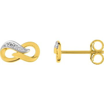 Boucles D'oreilles  Clou Diamant 0.01 Bicolore Or750