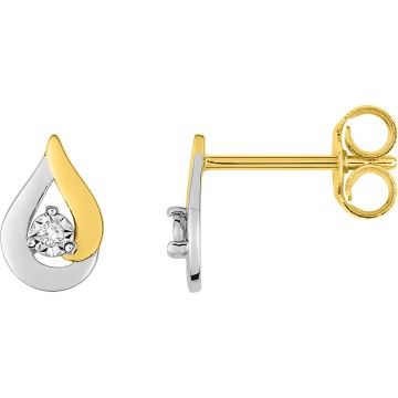 Boucles D'oreilles  Clou Diamant 0.01ct Bicolore