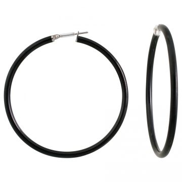 Phebus Acier - Creoles Acier Ip Noir Fil 3M/M Diamants Metre 50M/M Poli Lisse