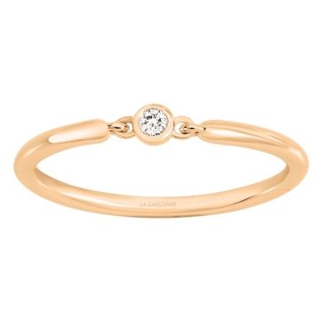La Garçonne Diamants - Bague Plaqué Or Jaune 3M18K, 1 Diamant 0,015Ct