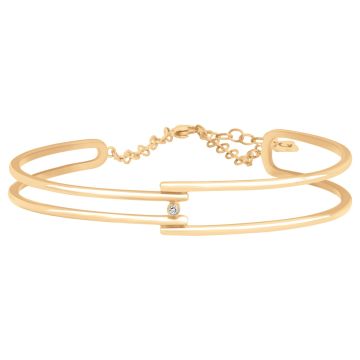 La Garçonne Diamants - Bracelet Plaqué Or Jaune 3M18K, 1 Diamant 0,015Cts 50X60