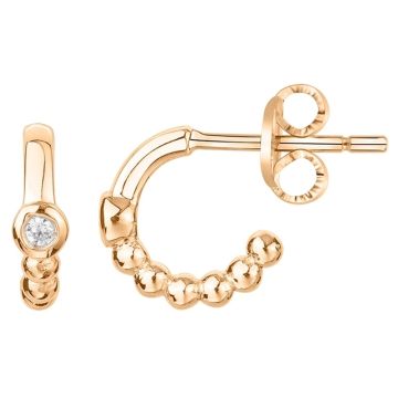 La Garçonne Diamants - Boucles D'Oreilles Plaqué Or Jaune 3M18K, 2 Diamants 0,03Cts