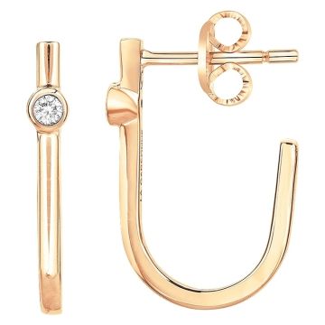 La Garçonne Diamants - Boucles D'Oreilles Plaqué Or Jaune 3M18K, 2 Diamants 0,03Cts