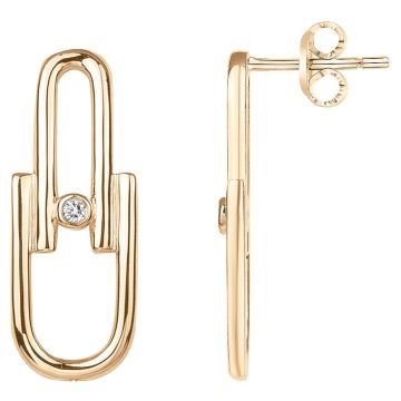 La Garçonne Diamants - Boucles D'Oreilles Plaqué Or Jaune 3M18K, 2 Diamants 0,03Cts