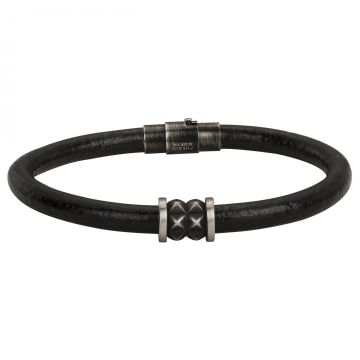 Phebus Legend - Legend Bracelet Acier Vintage Et Cuir De Vachette-21Cm