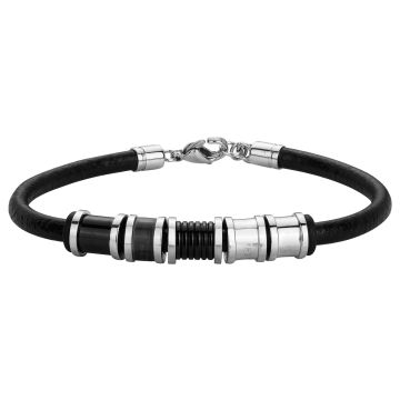 Phebus Homme - Bracelet Cuir De Vachette Acier Et Ipn-19,5+2Cm