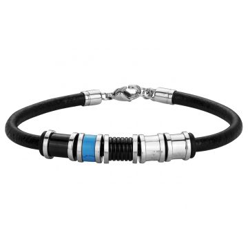 Phebus Homme - Bracelet Cuir De Vachette Acier Et Ipn-19,5+2Cm