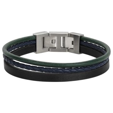Phebus Homme - Bracelet Acier Cuir Multicolor-20+1,5Cm