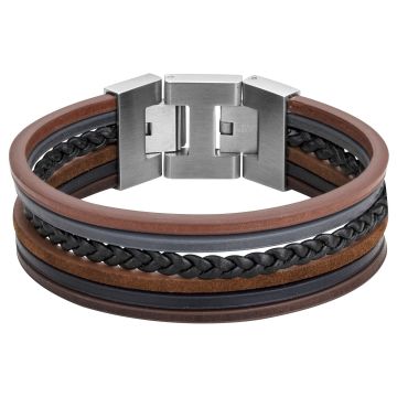 Phebus Homme - Bracelet Acier Cuir Multicolor-20+1,5Cm