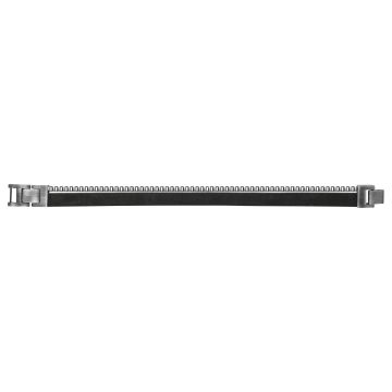 Phebus Homme - Bracelet Acier Ip Vintage Et Cuir Noir-19+1,5Cm