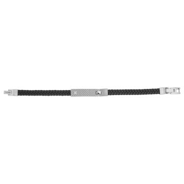 Phebus Homme - Bracelet Acier Cuir Et 1 Dts 0,005Cts-19.5+1.3Cm