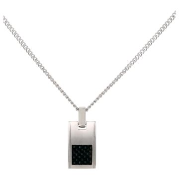 Phebus Homme - =72/0004 N Collier Pendentif Acier/Carbone Noir+Chaine Acier 50Cm