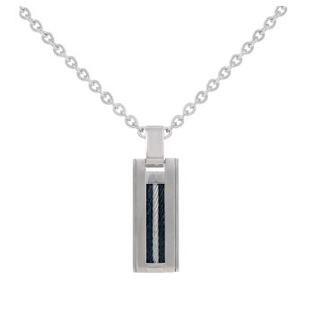 Phebus Homme - Chaine/Pendentif Acier/2Cables Noirs/1Gris 50+5Cm