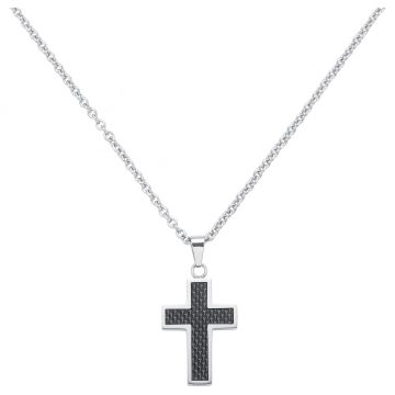 Phebus Homme - Chaine. Pend Acier Et Croix Carb. Noir (=55/0070 Avec Chaine) 50+5Cm