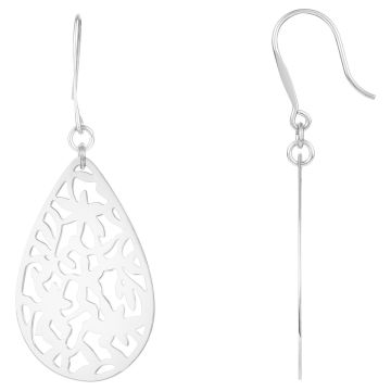 Phebus Acier - Boucles D'Oreilles Forme Goute Motif Fleur
