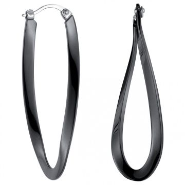 Phebus Acier - Boucles D'Oreilles Creoles Acier Torsadees Ip Black