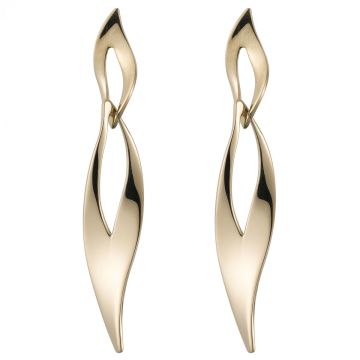 Phebus Acier - Boucles D'Oreilles Acier Feuille Pendante Ip Gold