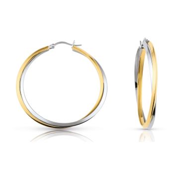 Phebus Acier - Creoles Ac Bico Ipg-Ac Tube Triangle-Diamants M 45Mm
