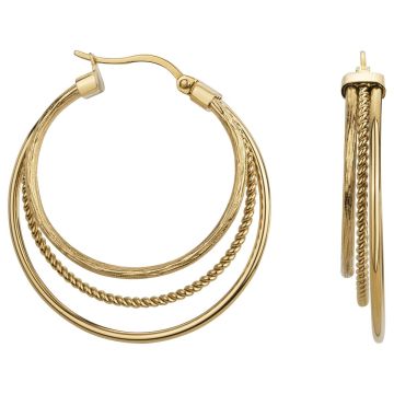 Phebus Acier - Boucles D'Oreilles Acier Et Ipg-Diamants M.35Mm
