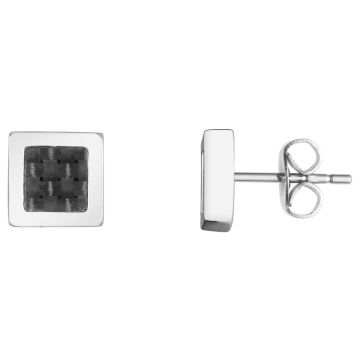 Phebus Homme - Boucles D'Oreilles Acier Homme Carre Et Carbone Noir