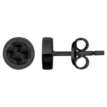 Phebus Homme - Boucles D'Oreilles Acier Pvd Noir Et Carbone Noir