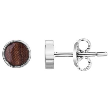 Phebus Homme - Boucles D'Oreilles Acier Et Imprime Bois