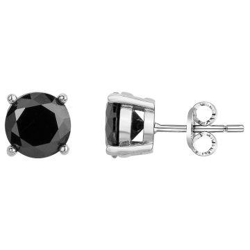 Phebus Homme - Boucles D'Oreilles Puces Acier Et 2 Oxydes De Zirconium Noirs-6Mm
