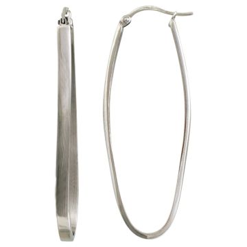 Phebus Acier - Boucles D'Oreilles Acier Creoles Allongees