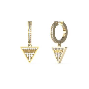 Boucles d'Oreilles acier doré forme triangle et zircons cubiques