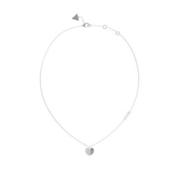 Collier acier rhodié cœur et zircons cubiques