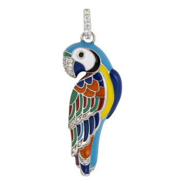 Pendentif Lovebird Argent 925 + Laque Et Oxydes De Zirconium