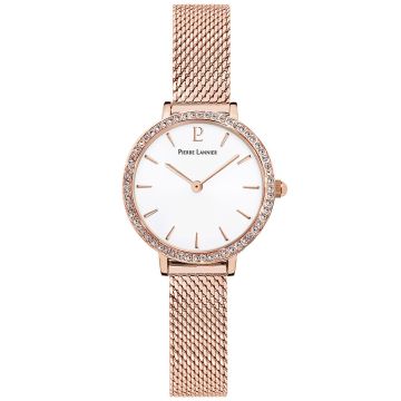 Montre Femme NOVA Cadran Blanc Bracelet Acier Milanais Doré-rose