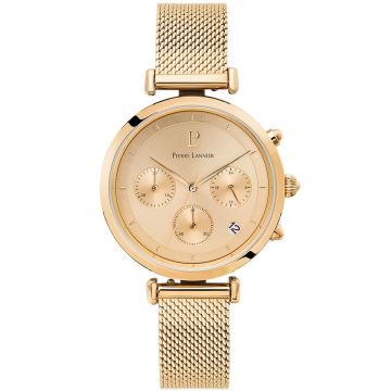 Montre Femme LUTECIA Cadran Doré Bracelet Acier milanais Doré