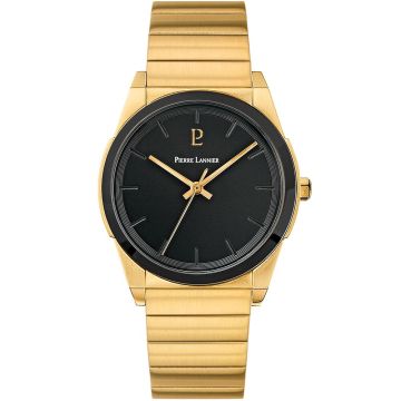 Montre Homme CANDIDE Cadran Noir Bracelet Acier Doré