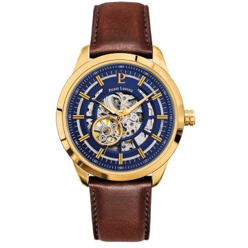 Montre Homme AUTOMATIC Cadran Bleu Bracelet Cuir Brun