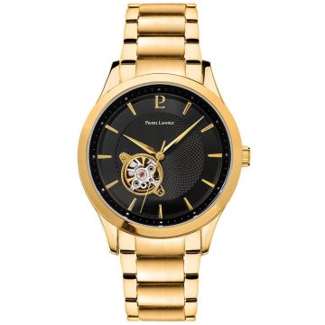 Montre Homme FLEURET Cadran Noir Bracelet Acier Doré