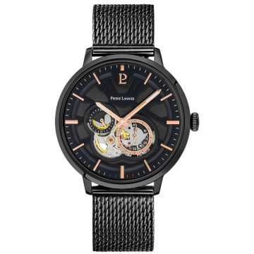 Coffret Homme TRIO Cadran Noir Bracelet Cuir Brun