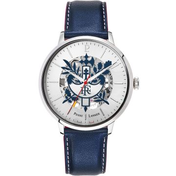 Montre Homme ÉLYSÉE Cadran Argenté Bracelet Cuir Bleu