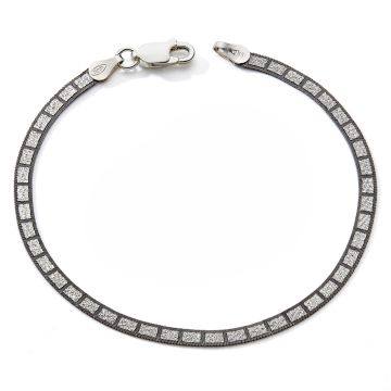 Bracelet 925 Tout Argent Blanc/Noir 18,5cm c1029