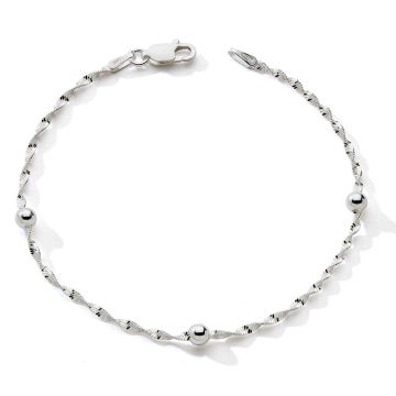 Bracelet 925 Tout Argent 3 Boules Blanc 18,5cm