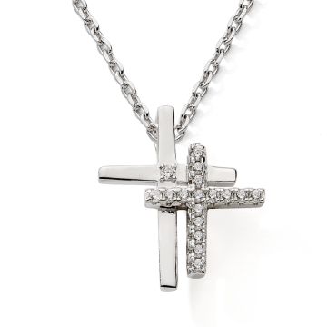 Collier 925 Oxydes Micro Setting Double Croix