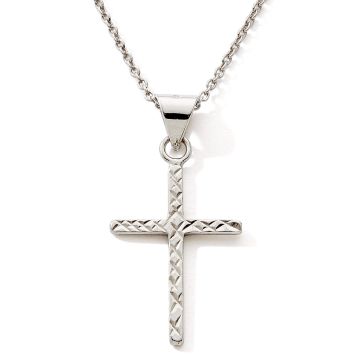 Collier 925 Tout Argent Croix Cisele 42cm