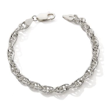 Bracelet 925 Tout Argent Maille Ovale Ronde 18,5cm
