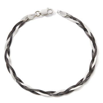 Bracelet 925 Tout Argent Tressé 3 Fils Bl/no18,5cm c265