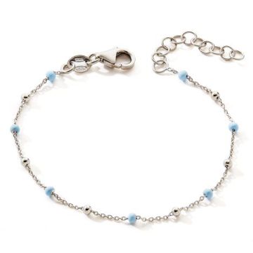 Bracelet 925 Tout Argent Boule Argent/Bleues 14,5+2cm