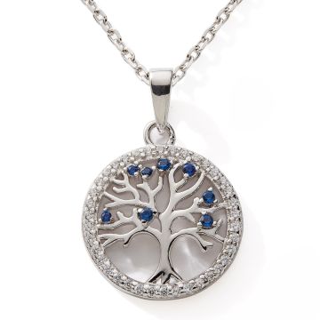 Collier 925 Oxydes Bleus cercle15mm Arbre De Vie
